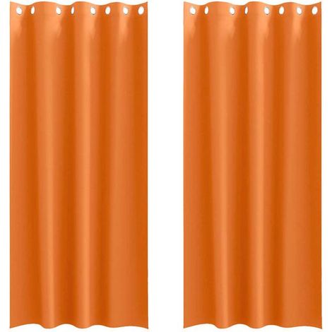 Rideaux occultants avec anneaux de suspension, 2 pièces, orange vif, 245 x 140 cm (1/4)
