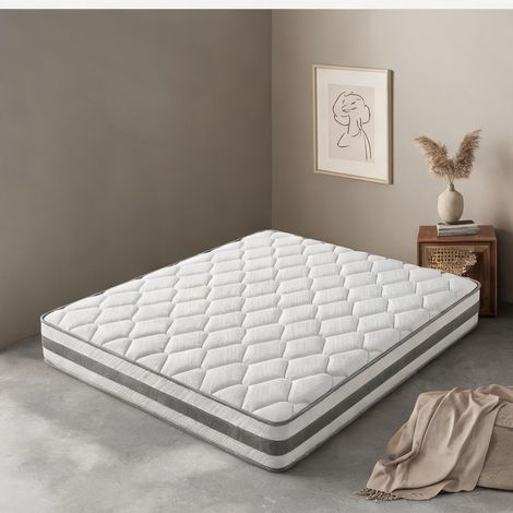 Matelas coloris blanc en foam Spring Polyester 140 x 200 x 25 cm (1/5)