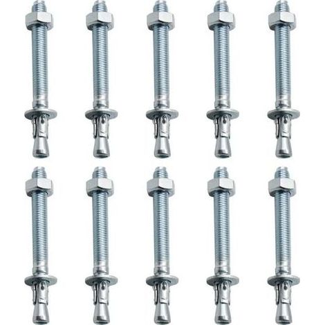 Chevilles D'ancrage, 10 Pièces M10/ 10mm Chevilles pour Charges Lourdes Galvanisées, Chevilles Métalliques Galvanisées, pour Balustrades, Murs-rideaux, Poutres, Billettes, Supports (1/5)