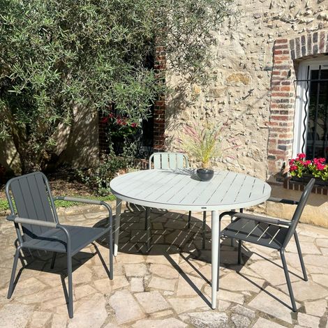 Table de jardin ronde en aluminium gris poudré Ø 130 cm STOCKHOLM (1/5)