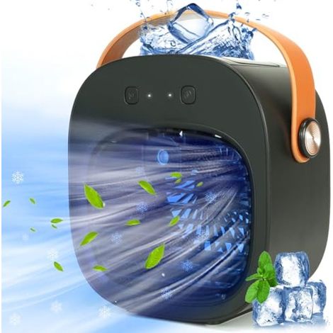 Mini ventilateur portable silencieux à trois vitesses, rechargeable par USB (idéal pour la chambre, la voiture, la maison, le camping, les voyages et le bureau) Noir (1/5)