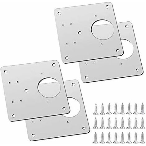 ZOLGINAH Placa de reparación de bisagras de gabinete de 4 piezas con orificio, Placas de soportes de reparación Fácil instalación con 24 tornillos, Kit de reparación de bisagras para madera, muebles, (1/5)