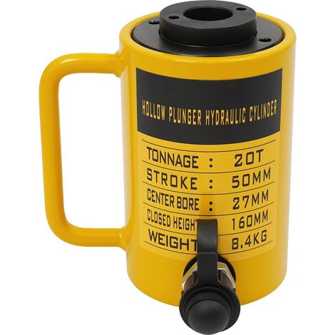 Cilindro hidráulico, fuerza de descarga de 20 toneladas, empuñadura ergonómica, AMARILLO (1/5)