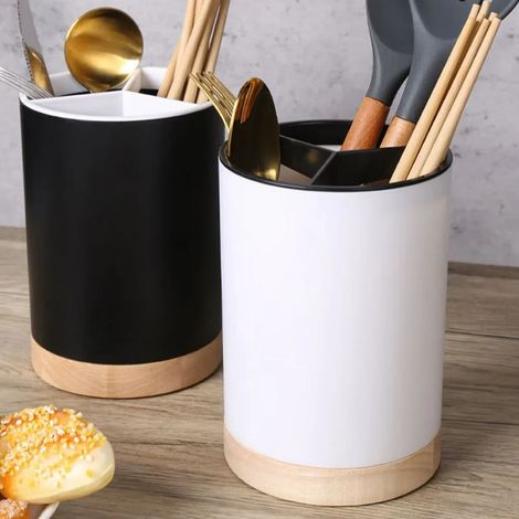 Porte-couverts, rangement pour baguettes et cuillères, organiseur de casseroles, égouttoir à couverts, outil de rangement de cuisine amovible (1/5)