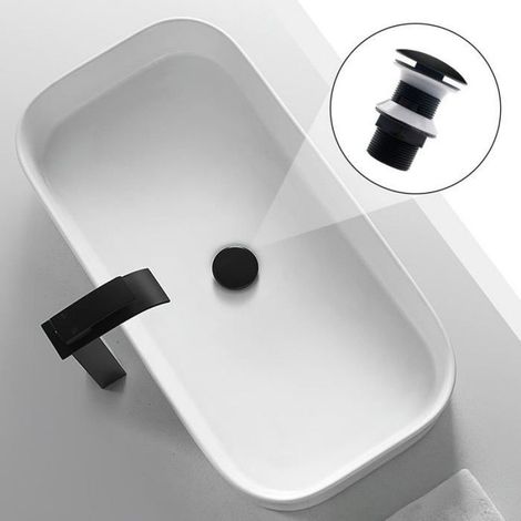 Universeller Klick-Klack-Waschbeckenablauf – 1 Stück – Mattschwarz – Geeignet für Waschbecken, Spülbecken und Badezimmer (1/5)