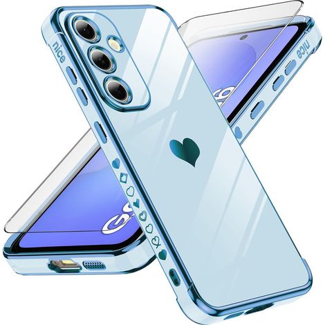 Funda para Samsung Galaxy A36 5G, Electro Heart, azul + cristal 9H (1/5)