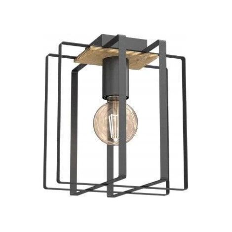 Plafonnier industriel noir bois Kortez E27 15W Luminex