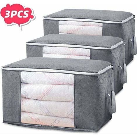 Sac de rangement pliable - PZCC - Lot 3 - Fenêtre transparente - 60x40x33 cm - 80 L - Anti-moisissure (1/4)