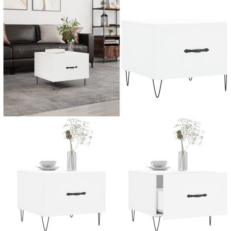 Couchtisch Weiß 50x50x40 cm Holzwerkstoff - Eleganter Couchtisch - Wohnzimmerstil - Holzwerkstoff Möbel - Weißer Couchtisch - Beistelltisch Mit Schublade - Home & Living (1/5)