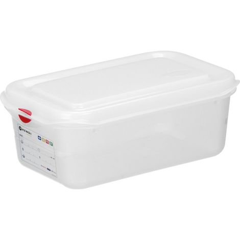 Contenitore per alimenti GN 1/4 con coperchio etichettabile, 1,8 l, 265x162x65 mm