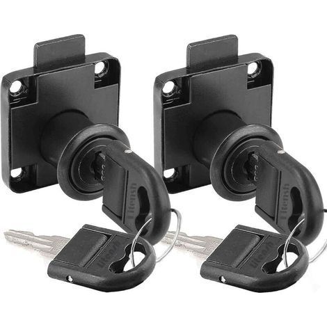 2 Pieces Cam Lock with Matching Key, Furniture Locks, Locker Locks, Mailbox Lock, Cabinet Security Lock for Cupboard, Drawer, Storage Cabinet, Drawer, Black (1/4)