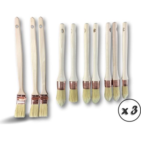 Lot 10 pinceaux à rechampir pouces plats coudés version pro 100% France - Lot de 3 packs - Pack 10 pinceaux divers