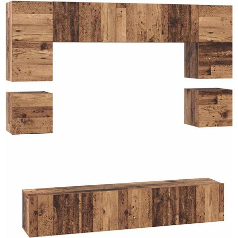 Ensemble meuble TV  Banc TV  Armoire TV 8 pcs Bois Ancien Bois d'ingénierie (1/5)