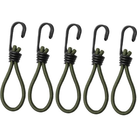 5-teiliges Set elastischer Schlaufen für Zeltleinen, robustes Befestigungszubehör, Stahl- und Elastikseil für Camping, Wandern und Outdoor-Aktivitäten, vielseitige Spanner für Planen und (1/5)