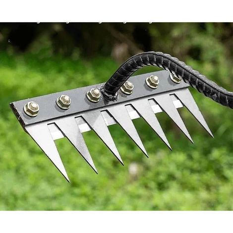 Râteau arrache-herbes manuel en acier manganèse – Tête détachable – Pour jardin, pelouse – Outil désherbage (1/5)