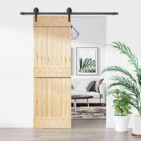 vidaXL Porta scorrevole Naturale e Nero 70 x 210 cm