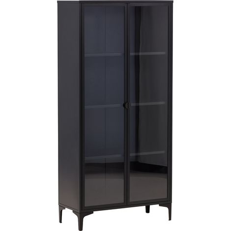 Vitrine 2 Portes "Piring" 190cm Noir
