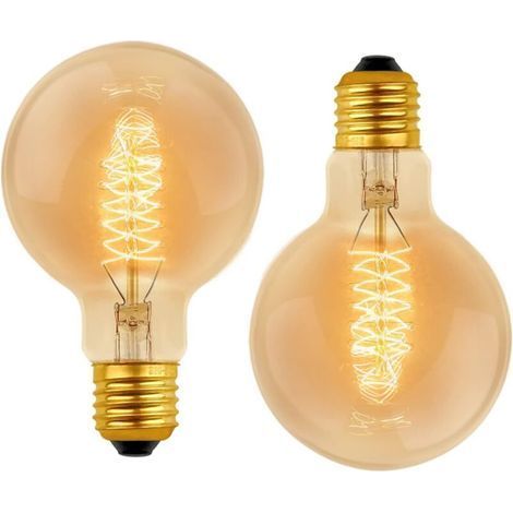 Ampoule Vintage Globe G80 E27 Dimmable 60W Blanc Chaud 2700K, 600lm, Ampoules de Décoration à Incandescence Rétro E27 Spirale Tungstène Filament Lampe, lot de 2 (1/5)