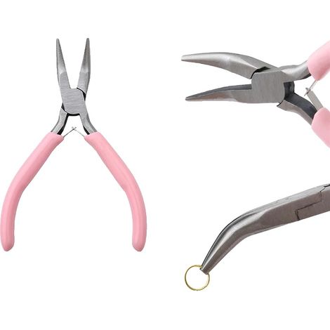 Pinze per gioielli, in lega di zinco resistente, con impugnatura ergonomica antiscivolo e punte curve. (1/2)