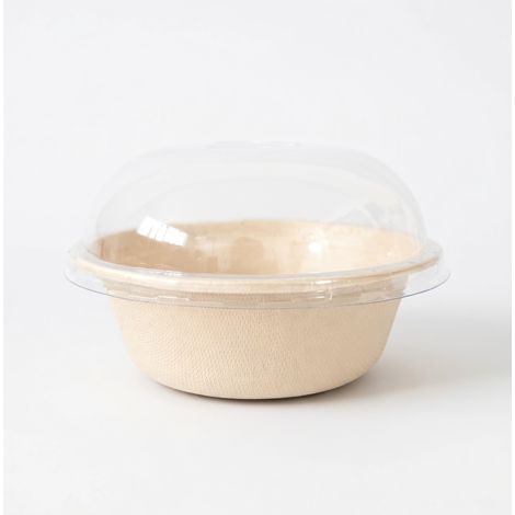 Bol kraft jetable 350 ml, couvercle dôme