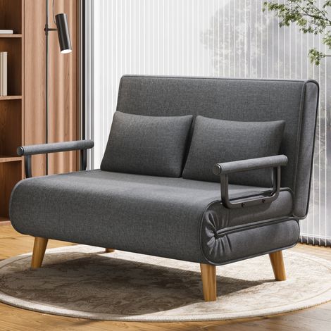 Fauteuil-lit Convertible Compact - Dossier Réglable 6 Positions, Tissu Lin - 194x100 cm (1/5)