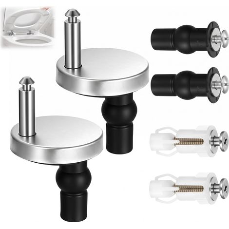 Kit de 2 Charnière Dégagement Rapide, Fixations Siège WC Universelles Vis de Fixation pour Toilettes Bouchon de Borne Réglable avec Rondelles en Caoutchouc Expansible Trous 14-16mm (1/5)