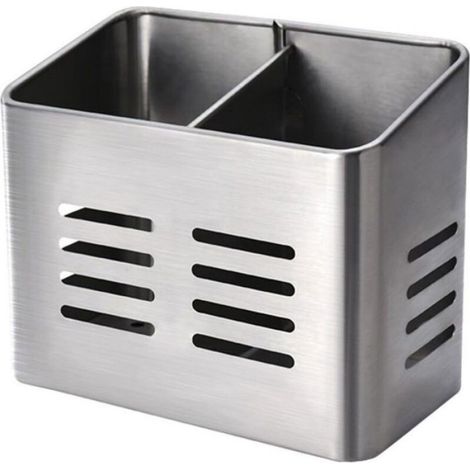 Égouttoir - Double Compartiment - Pour Cuillères Fourchettes Couteaux Baguettes - Métal Antirouille - 1 Pièce