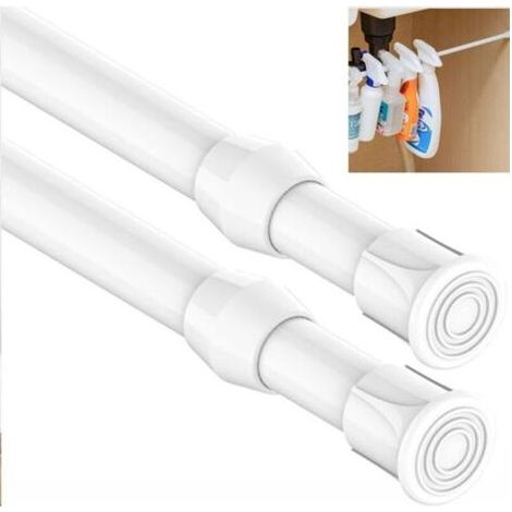 Lot de 2 tringles à rideaux rétractables 40-70 cm – Installation sans perçage – Acier robuste – Multi-usages pour cuisine, salle de bain, chambre (1/4)