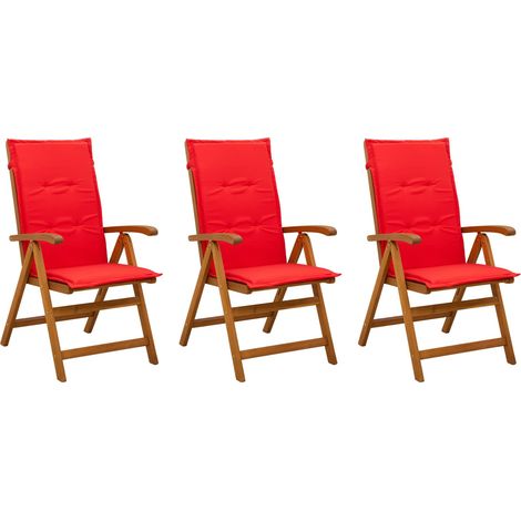 Reclining Garden Chairs 3 pcs Natural Solid Acacia Wood vidaXL