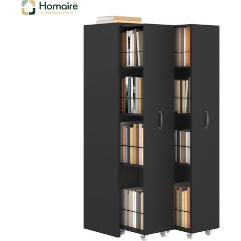 Flur- Garderobenschrank schwarz aus MDF 51.5 x 41 x 158 cm HOMAIRE (1/5)