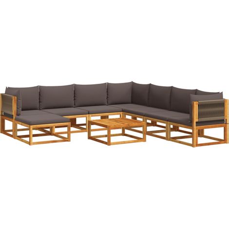 Maison Exclusive - Set di divani da giardino 9 pezzi con cuscini in legno di acacia e corda
