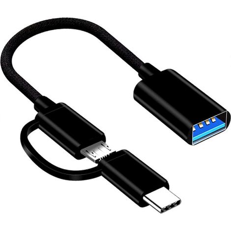 Adaptateur 2 en 1 USB-C/micro vers USB OTG, câble USB-C vers USB femelle, adaptateur micro vers USB 3.0 OTG (1/5)