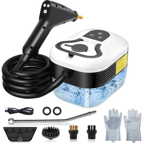 1 Nettoyeur Vapeur 2500W, Commande Tactile 6 Niveaux, Tuyau Renforcé 185cm, Réservoir 1200ml, Pour Cuisine, Sol, Voiture