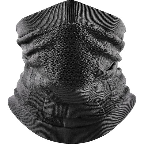 Winterwarme und winddichte Gesichtsmaske, Fahrradmaske, Halswärmer, Kälteschutz beim Skifahren, Outdoor-Sport, Ohrenschutz beim Wandern, Halswärmer – Schwarz und Grau (1/5)