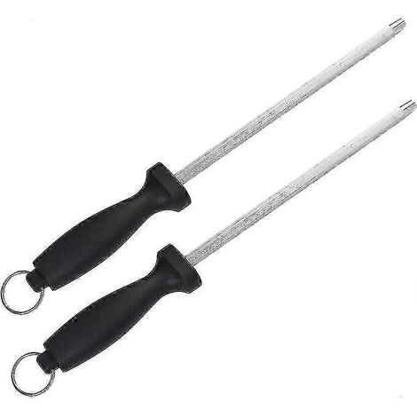 fusils à aiguiser professionnels pour couteaux de cuisine, 19 cm, en acier inoxydable massif et durable avec manche antidérapant. (1/4)