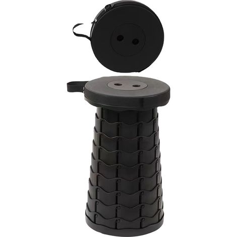 Tabouret pliant rétractable, hauteur réglable, robuste et télescopique, avec bretelles rétractables pour le camping
