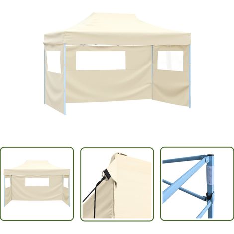 The Living Store Tente de réception pliable avec 3 parois 3x4 m Acier Crème - Tents - Abri Extérieur - Chapiteau De Jardin - Auvent Pliable - Fête Extérieure (1/5)