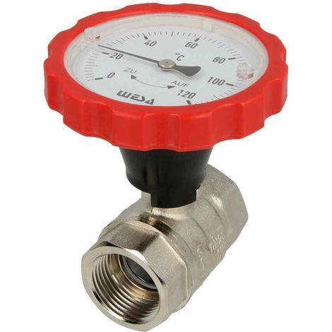 Robinet à bille rouge 3/4FF poignée thermomètre