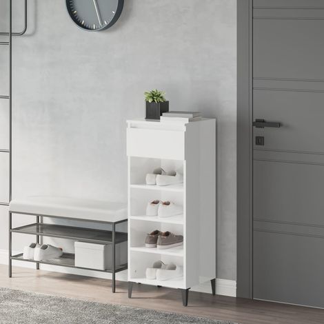 Schuhregal Hochglanz-Weiß 40x36x105 cm Holzwerkstoff (1/5)