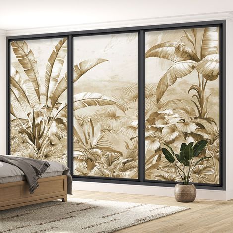 Papier peint panoramique Trompe l'oeil baie vitrée - Forêt tropicale - 130 cm x 78 cm (1/5)