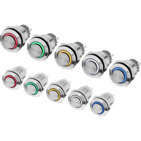 Edelstahl LED Drucktaster 12 V 16 mm Taster Orange (1/5)
