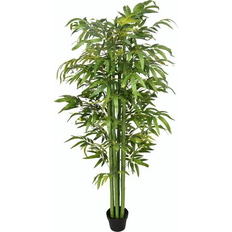 HOMCOM Pianta Artificiale di Bambù 180 cm Realistico con Vaso Decorativo, Verde