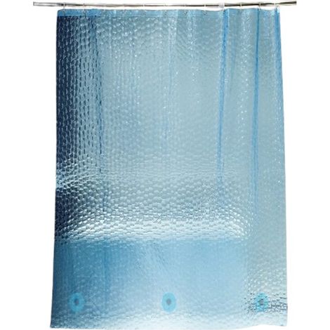 Cortina de ducha, Cortina de ducha transparente más gruesa, Impermeable, Transparente 3D, Plástico PEVA (cubo de agua), 180x180 cm, Azul (1/5)