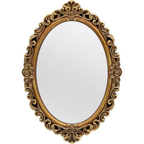 Miroir mural ovale en résine - Taille : 30,5 x 21,1 cm - Miroir vintage à suspendre pour chambre à coucher, salon, commode - Doré (1/5)