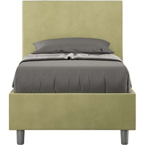 Letto singolo contenitore imbottito 80x190 microfibra tè verde Adele (1/5)