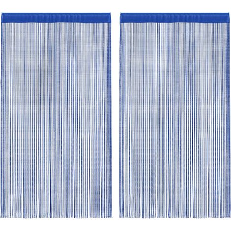 Rideaux à fils, 2 pièces, 100 x 250 cm, bleus