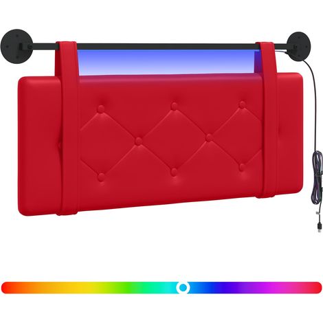 Maison Exclusive - Tête de lit suspendue Avec lumière LED Rouge Simili cuir (1/5)