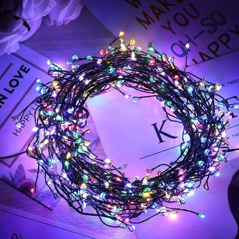 Guirlande lumineuse d'extérieur multicolore 6 m 200 LED, étanche, 8 modes, télécommande USB, couronne de Noël décoration de Noël extérieure et intérieure, adaptée aux fêtes, soirées et mariages (1/5)