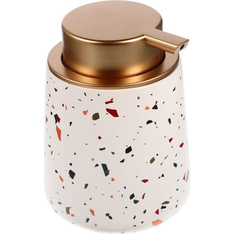 Dispensador de jabón de manos, botella con bomba de cerámica, depósito fácil de llenar para champú, gel de ducha y productos para el cuidado corporal.