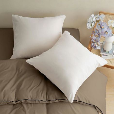 Lot de 2 taies d'oreiller 65x65 cm beige, housse d'oreiller en microfibre 80 GSM pour oreiller standard 65 x 65 cm (1/5)